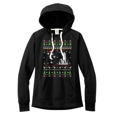 Duck Hunting Ugly Christmas Hunt Xmas Women's Fleece Hoodie