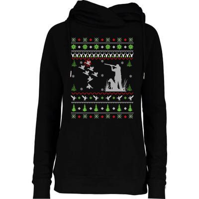 Duck Hunting Ugly Christmas Hunt Xmas Womens Funnel Neck Pullover Hood