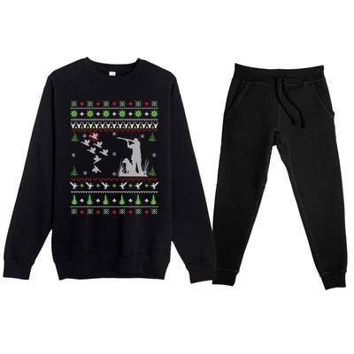 Duck Hunting Ugly Christmas Hunt Xmas Premium Crewneck Sweatsuit Set