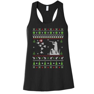 Duck Hunting Ugly Christmas Hunt Xmas Women's Racerback Tank