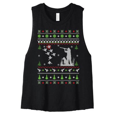 Duck Hunting Ugly Christmas Hunt Xmas Women's Racerback Cropped Tank