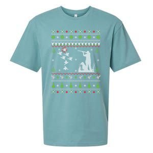 Duck Hunting Ugly Christmas Hunt Xmas Sueded Cloud Jersey T-Shirt