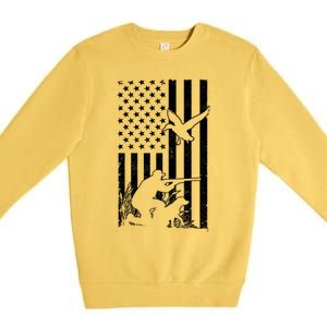 Duck Hunting Usa Flag Waterfowl Geese Game Hunter Gift Premium Crewneck Sweatshirt