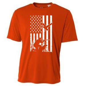 Duck Hunting Usa Flag Waterfowl Geese Game Hunter Gift Cooling Performance Crew T-Shirt