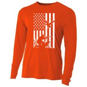 Duck Hunting Usa Flag Waterfowl Geese Game Hunter Gift Cooling Performance Long Sleeve Crew