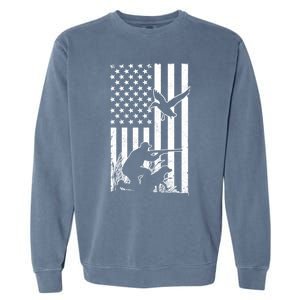 Duck Hunting Usa Flag Waterfowl Geese Game Hunter Gift Garment-Dyed Sweatshirt