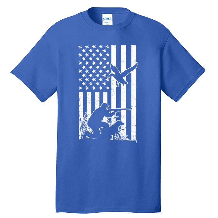 Duck Hunting Usa Flag Waterfowl Geese Game Hunter Gift Tall T-Shirt