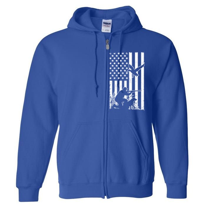 Duck Hunting Usa Flag Waterfowl Geese Game Hunter Gift Full Zip Hoodie