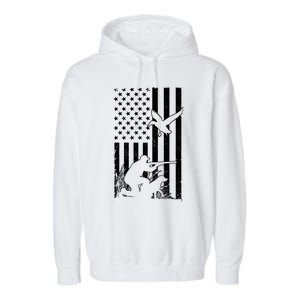 Duck Hunting Usa Flag Waterfowl Geese Game Hunter Gift Garment-Dyed Fleece Hoodie