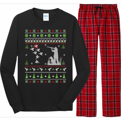 Duck Hunting Ugly Christmas Meaningful Gift Hunter Christmas Gift Long Sleeve Pajama Set