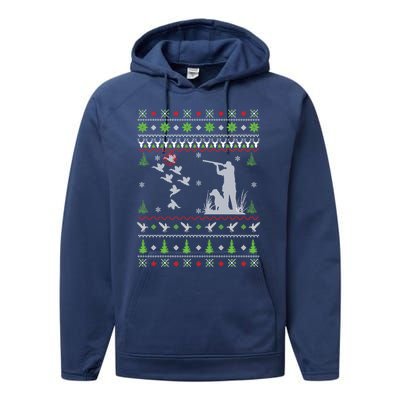 Duck Hunting Ugly Christmas Meaningful Gift Hunter Christmas Gift Performance Fleece Hoodie