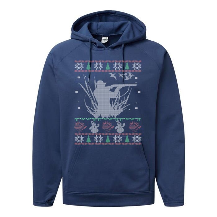 Duck Hunting Ugly Christmas Performance Fleece Hoodie