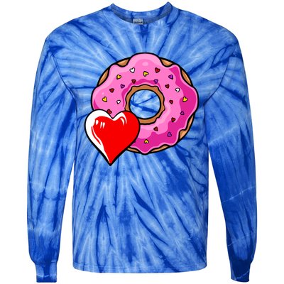 Donut Heart Valentines Day Doughnut Dessert Sweet Food Love Gift Tie-Dye Long Sleeve Shirt