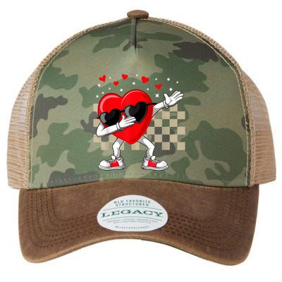 Dabbing Heart ValentineS Day Dab Dance Groovy Girl Legacy Tie Dye Trucker Hat