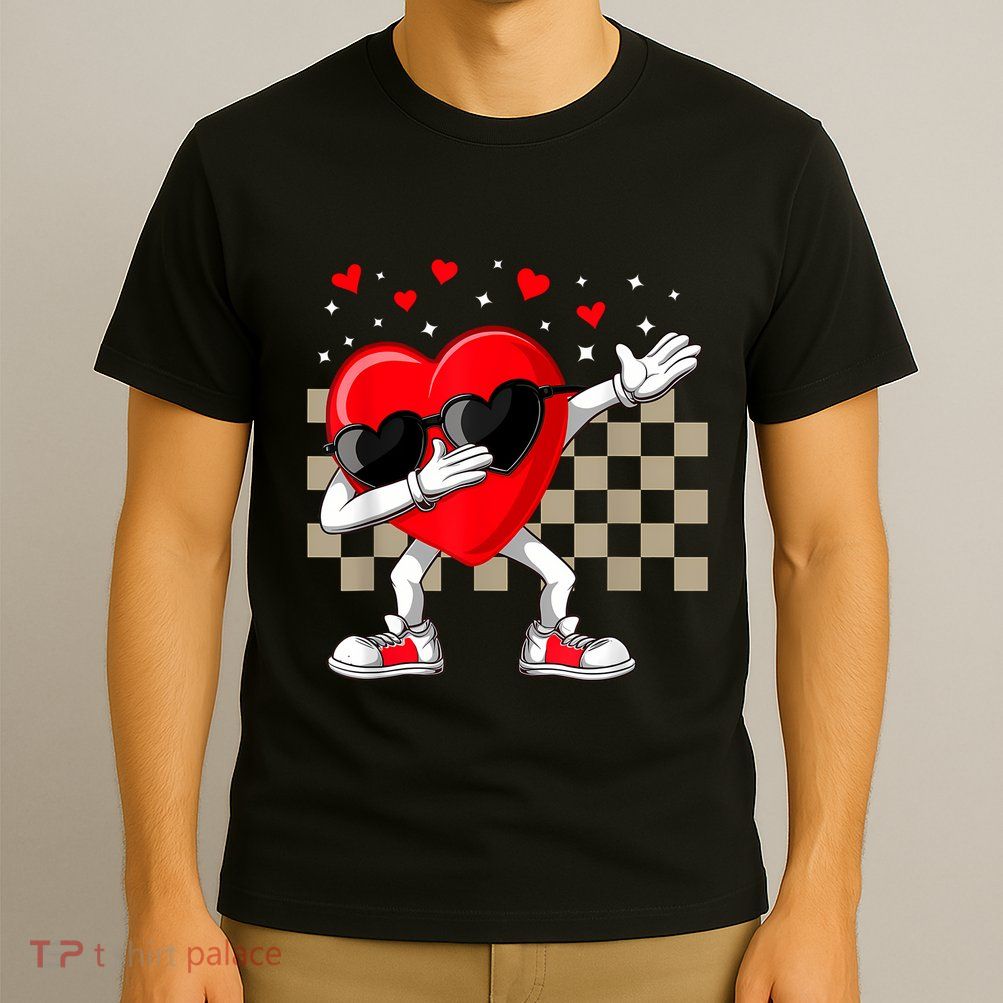 Dabbing Heart ValentineS Day Dab Dance Groovy Girl T-Shirt