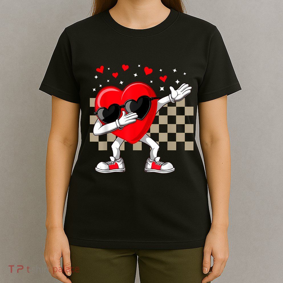 Dabbing Heart ValentineS Day Dab Dance Groovy Girl T-Shirt