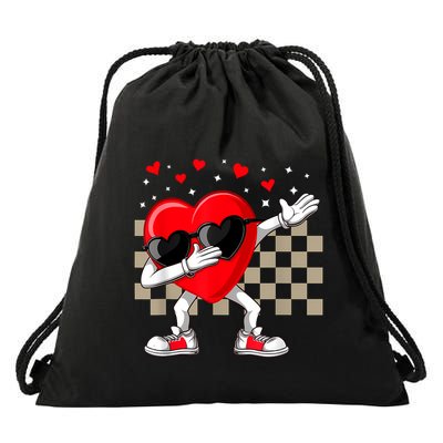 Dabbing Heart ValentineS Day Dab Dance Groovy Girl Drawstring Bag