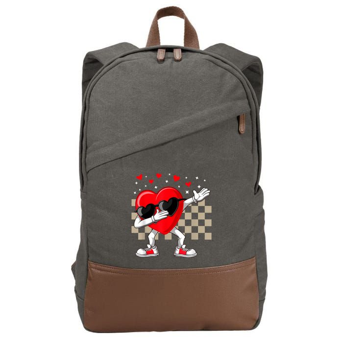 Dabbing Heart ValentineS Day Dab Dance Groovy Girl Cotton Canvas Backpack