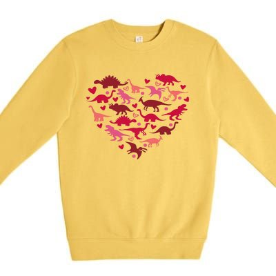 Dinosaur Heart Valentine Lovesaurus Love Valentines Day Gift Premium Crewneck Sweatshirt