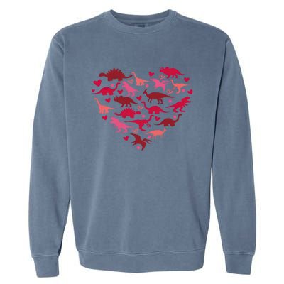 Dinosaur Heart Valentine Lovesaurus Love Valentines Day Gift Garment-Dyed Sweatshirt