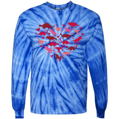 Dinosaur Heart Valentine Lovesaurus Love Valentines Day Gift Tie-Dye Long Sleeve Shirt