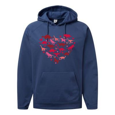 Dinosaur Heart Valentine Lovesaurus Love Valentines Day Gift Performance Fleece Hoodie