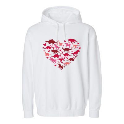 Dinosaur Heart Valentine Lovesaurus Love Valentines Day Gift Garment-Dyed Fleece Hoodie