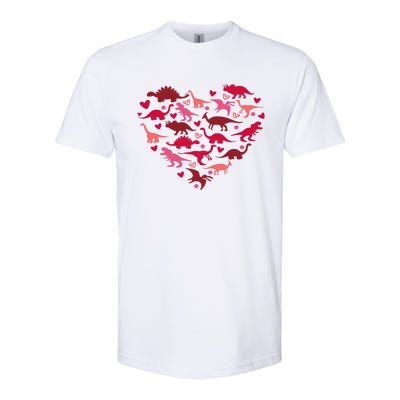 Dinosaur Heart Valentine Lovesaurus Love Valentines Day Gift Softstyle CVC T-Shirt