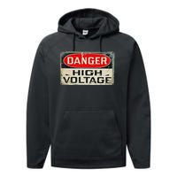 Danger High Voltage Old Rusted Danger Sign Performance Fleece Hoodie