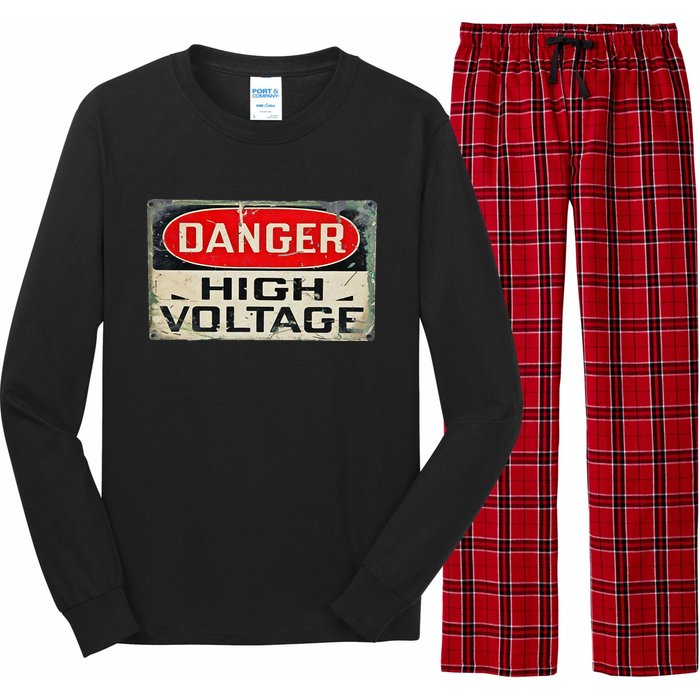 Danger High Voltage Old Rusted Danger Sign Long Sleeve Pajama Set