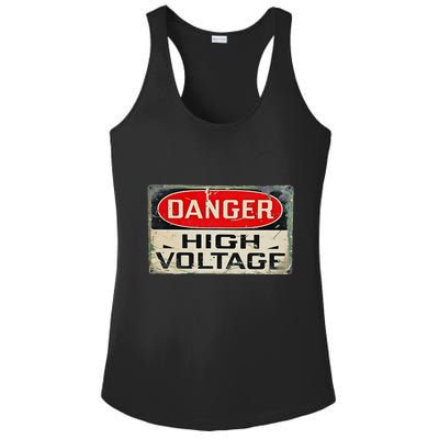Danger High Voltage Old Rusted Danger Sign Ladies PosiCharge Competitor Racerback Tank
