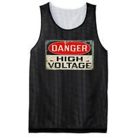 Danger High Voltage Old Rusted Danger Sign Mesh Reversible Basketball Jersey Tank