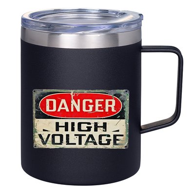 Danger High Voltage Old Rusted Danger Sign 12oz Stainless Steel Coffee Mug
