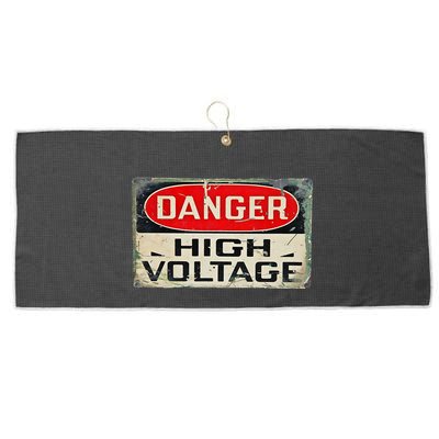 Danger High Voltage Old Rusted Danger Sign Large Microfiber Waffle Golf Towel