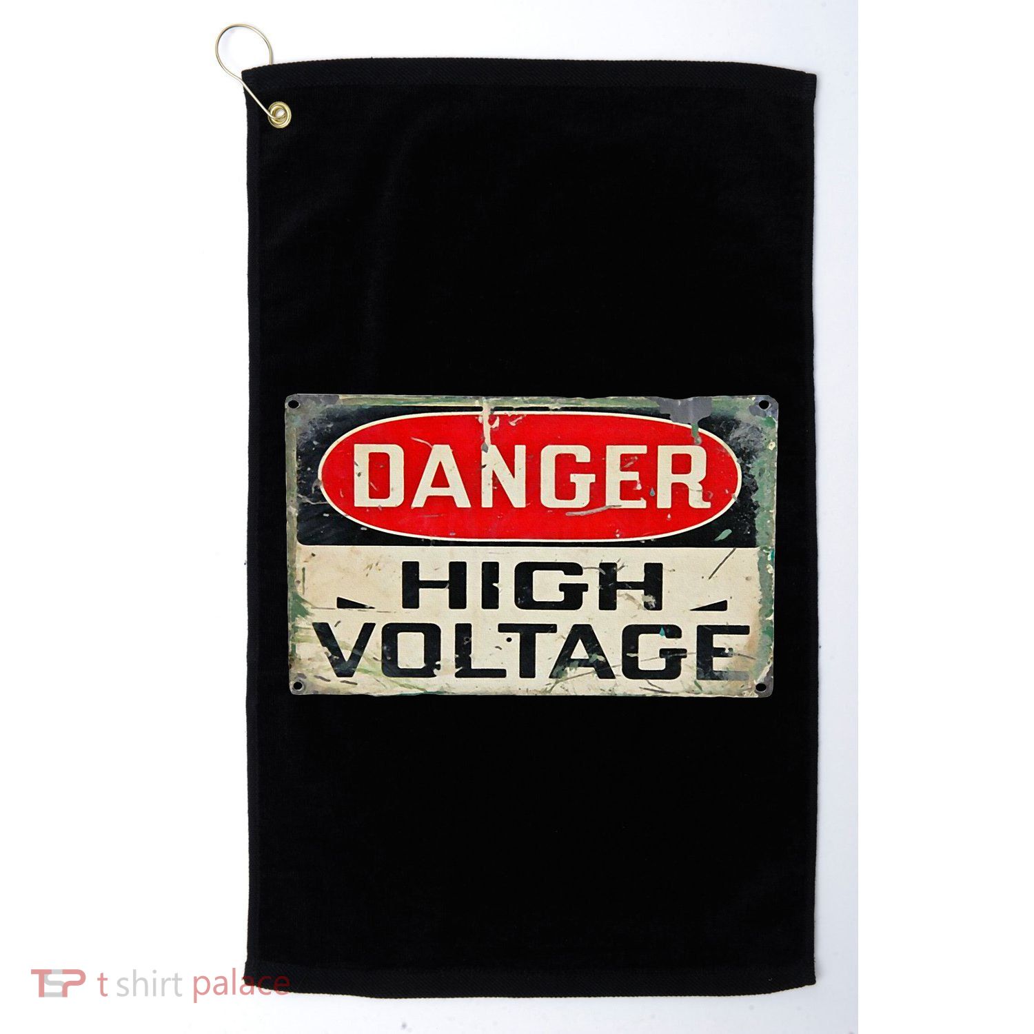 Danger High Voltage Old Rusted Danger Sign Golf Towel