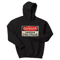 Danger High Voltage Old Rusted Danger Sign Kids Hoodie