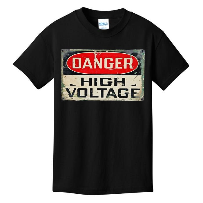 Danger High Voltage Old Rusted Danger Sign Kids T-Shirt