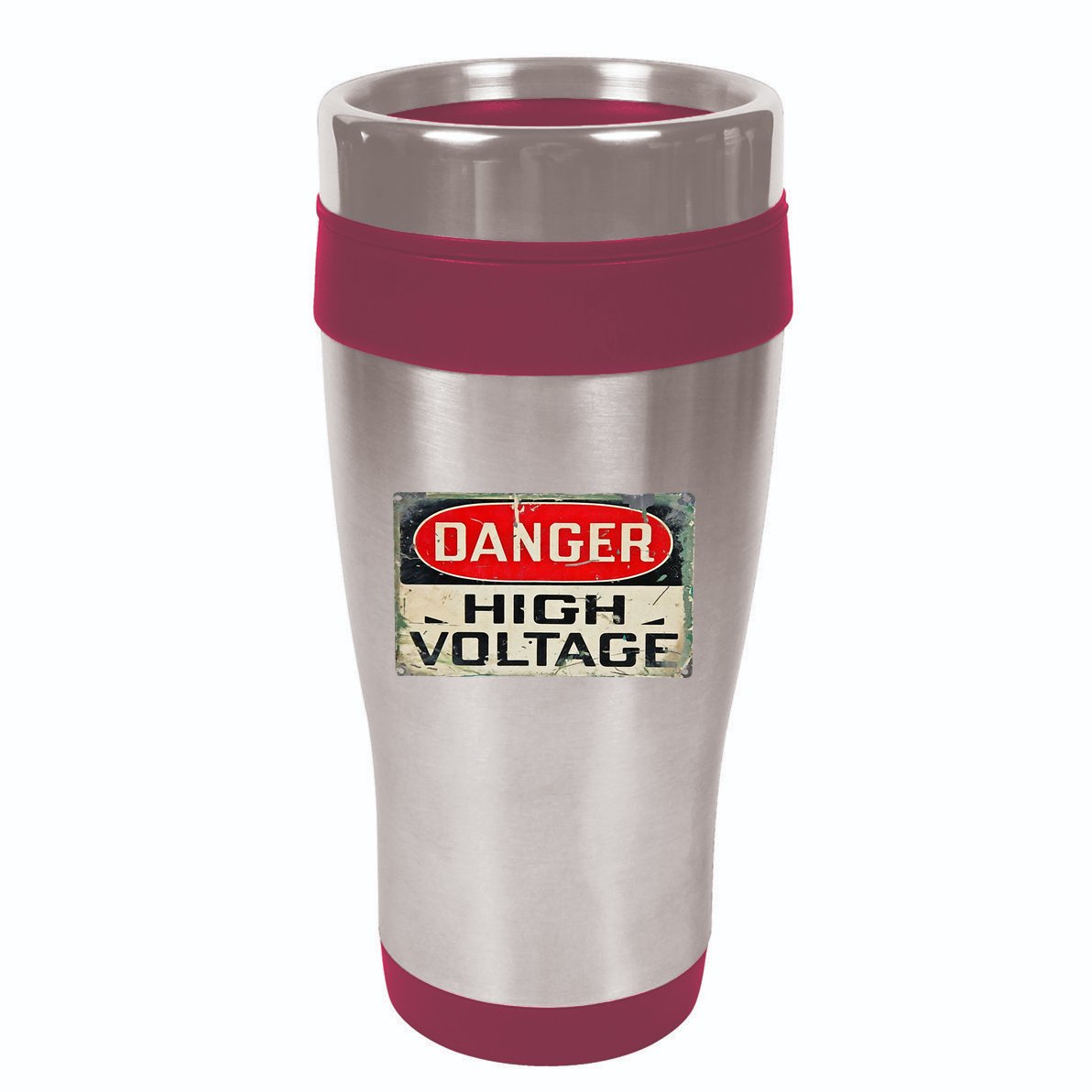 Danger High Voltage Old Rusted Danger Sign 16oz Travel Tumbler