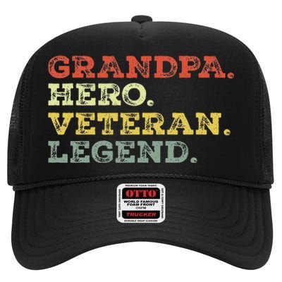 Dad Hero Veteran Legend Design For Grandpa Veteran High Crown Mesh Back Trucker Hat