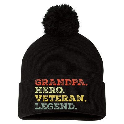 Dad Hero Veteran Legend Design For Grandpa Veteran Pom Pom 12in Knit Beanie