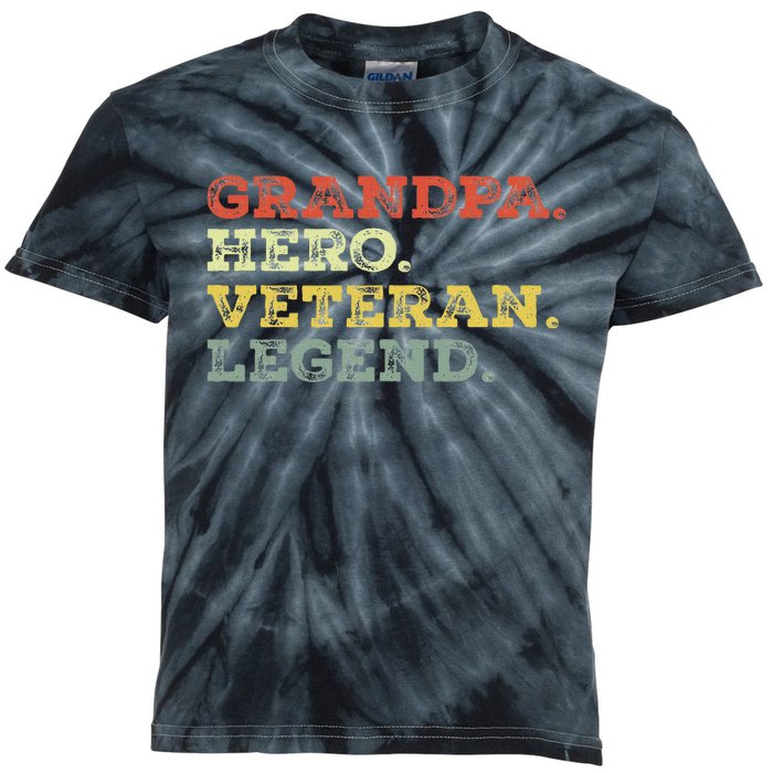 Dad Hero Veteran Legend Design For Grandpa Veteran Kids Tie-Dye T-Shirt