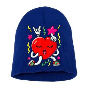 Dancing Heart Valentines Day Love Dab Dance Gift Short Acrylic Beanie