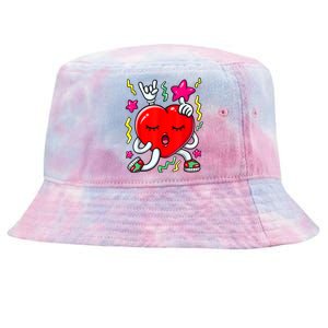 Dancing Heart Valentines Day Love Dab Dance Gift Tie-Dyed Bucket Hat