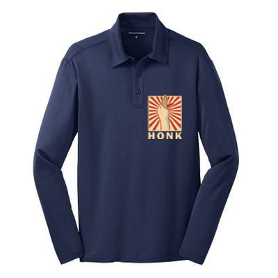 Duck Honk Vintage Silk Touch Performance Long Sleeve Polo