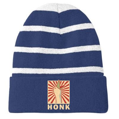 Duck Honk Vintage Striped Beanie with Solid Band