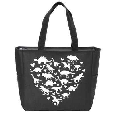 Dinosaur Heart Valentines Day Zip Tote Bag