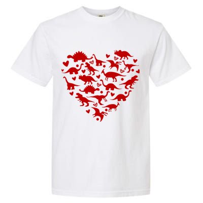 Dinosaur Heart Valentines Day Garment-Dyed Heavyweight T-Shirt