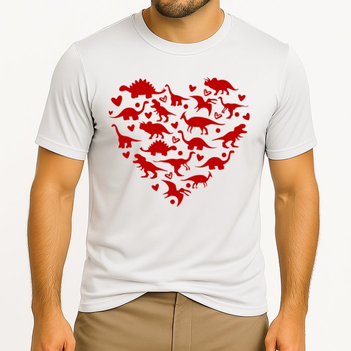 Dinosaur Heart Valentines Day Cooling Performance Crew T-Shirt