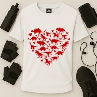 Dinosaur Heart Valentines Day Cooling Performance Crew T-Shirt