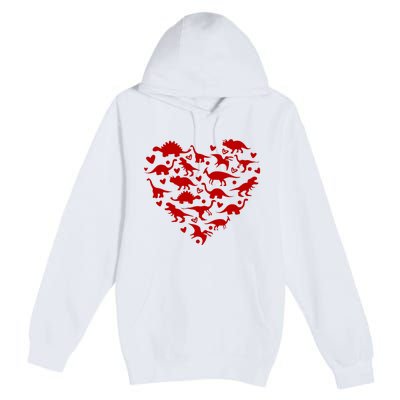 Dinosaur Heart Valentines Day Premium Pullover Hoodie